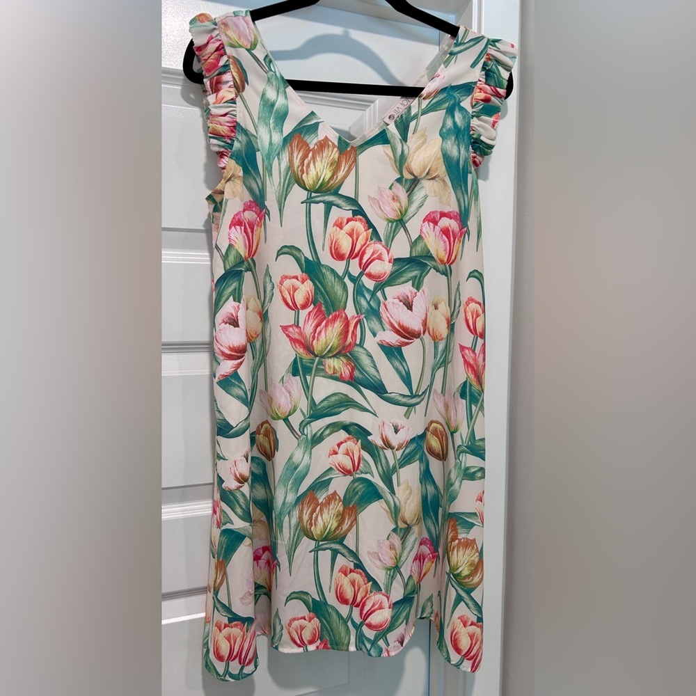 LILA ROSE Tulip Floral Chiffon Mini Dress | Size 8 | Summer Garden Party